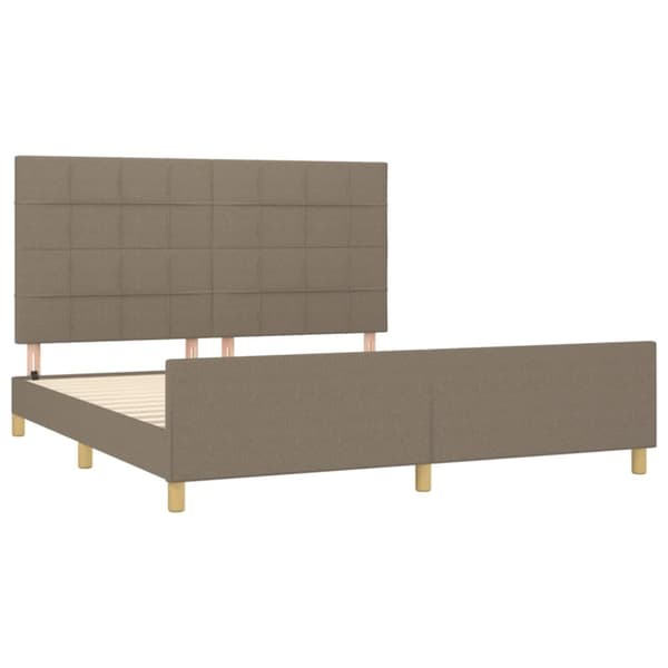 sengeramme med sengegavl 160x200 cm stof gråbrun