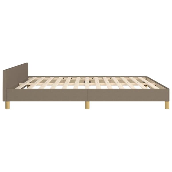 sengeramme med sengegavl 160x200 cm stof gråbrun