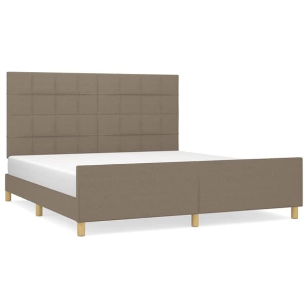 sengeramme med sengegavl 160x200 cm stof gråbrun
