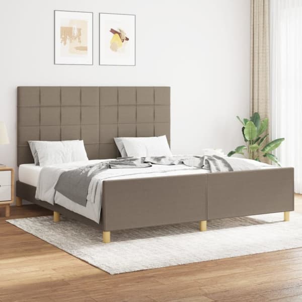 sengeramme med sengegavl 160x200 cm stof gråbrun