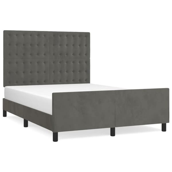 sengeramme med sengegavl 140x200 cm fløjl mørkegrå