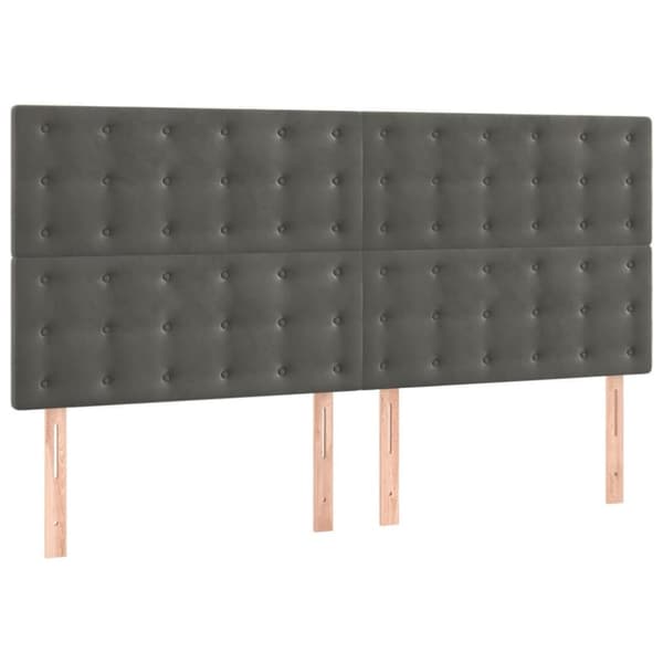 sengeramme med sengegavl 140x200 cm fløjl mørkegrå