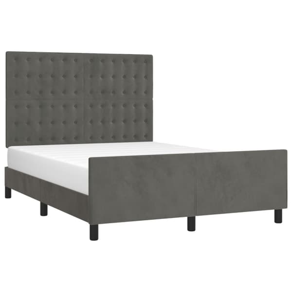 sengeramme med sengegavl 140x200 cm fløjl mørkegrå