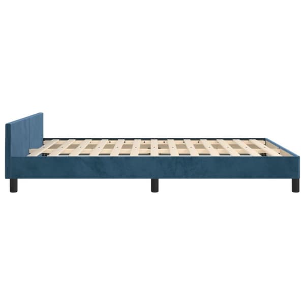 sengeramme med sengegavl 140x200 cm fløjl mørkeblå