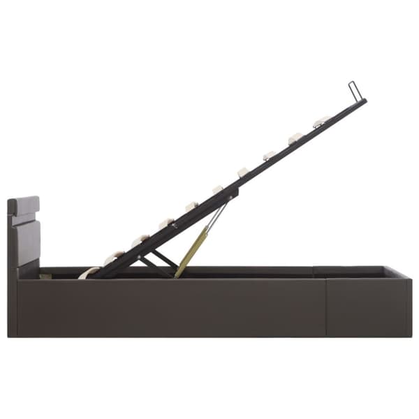 Sängram hydraulisk förvaring LED grå konstläder 90x200 cm