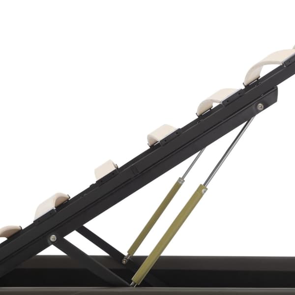 Sängram hydraulisk förvaring LED grå konstläder 90x200 cm