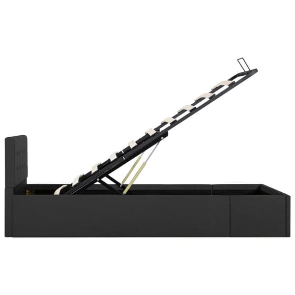 Sängram med hydraulisk förvaring mörkgrå tyg 100x200 cm
