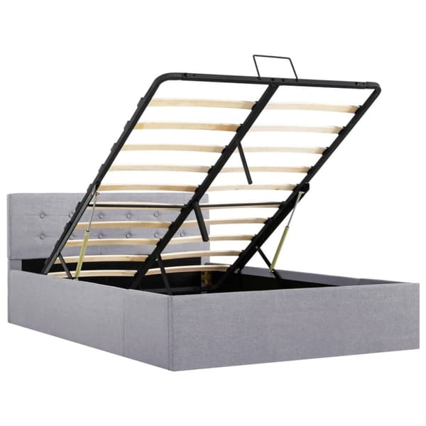 hydraulisk opbevaringsseng 120 x 200 stof lysegrå
