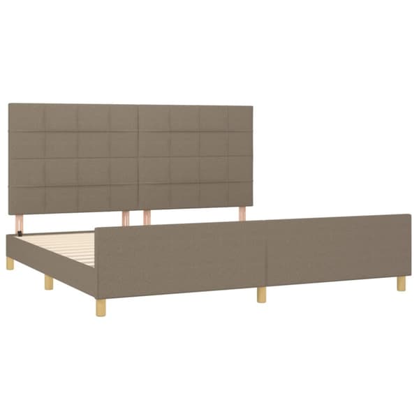 sengeramme med sengegavl 200x200 cm stof gråbrun