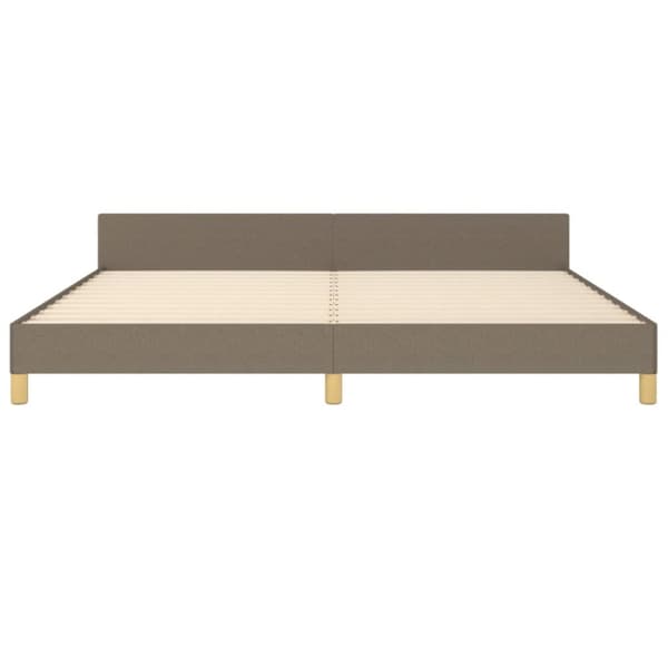 sengeramme med sengegavl 200x200 cm stof gråbrun