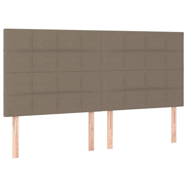 sengeramme med sengegavl 200x200 cm stof gråbrun