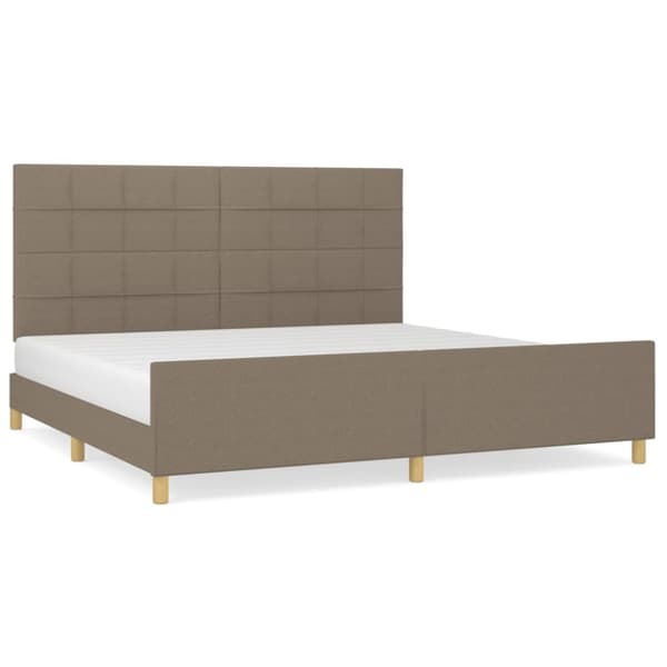 sengeramme med sengegavl 200x200 cm stof gråbrun