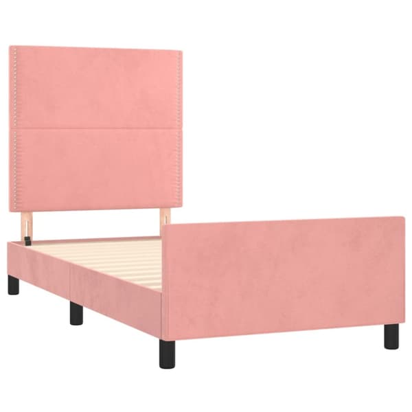 sengeramme med sengegavl 90x190 cm fløjl lyserød