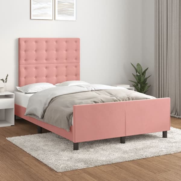sengeramme med sengegavl 120x200 cm fløjl pink