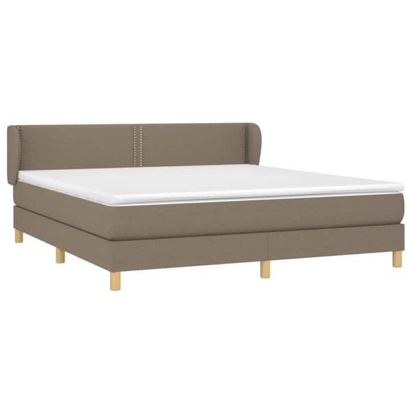 Ramsäng med madrass taupe 160x200 cm tyg