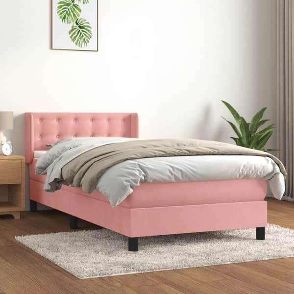 Ramsäng med madrass rosa 80x200 cm sammet