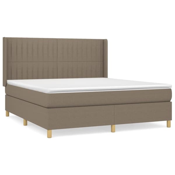 Ramsäng med madrass taupe 180x200 cm tyg