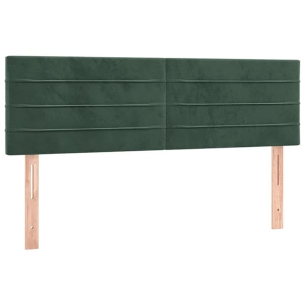 kontinentalseng med LED-lys 140x190 cm fløjl mørkegrøn