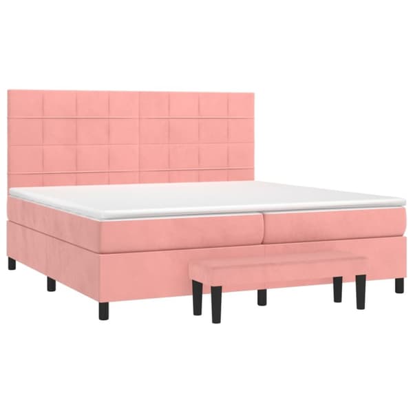 Ramsäng med madrass rosa 200x200 cm sammet