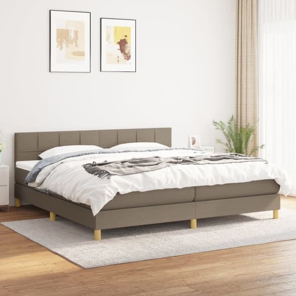 kontinentalseng med madras 200x200 cm stof gråbrun