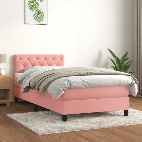 Ramsäng med madrass rosa 80x200 cm sammet