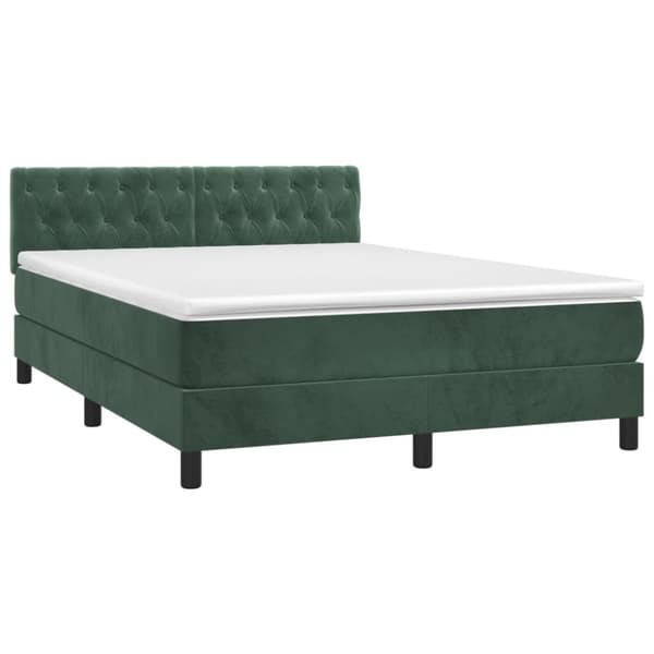 Ramsäng med madrass mörkgrön 140x190 cm sammet