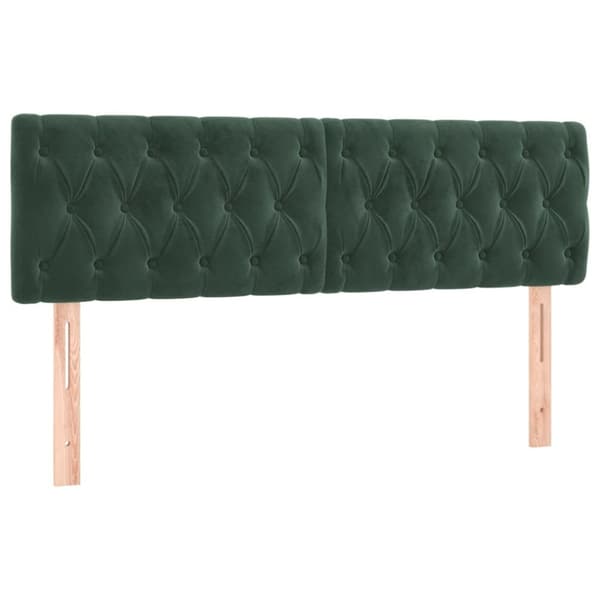 Ramsäng med madrass mörkgrön 140x190 cm sammet