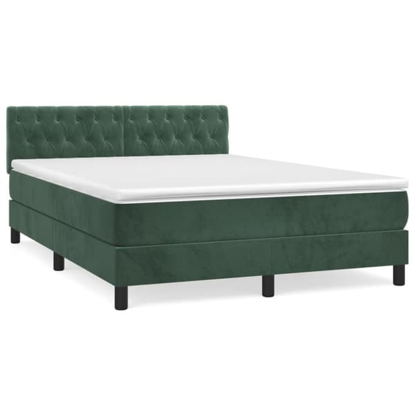 Ramsäng med madrass mörkgrön 140x190 cm sammet