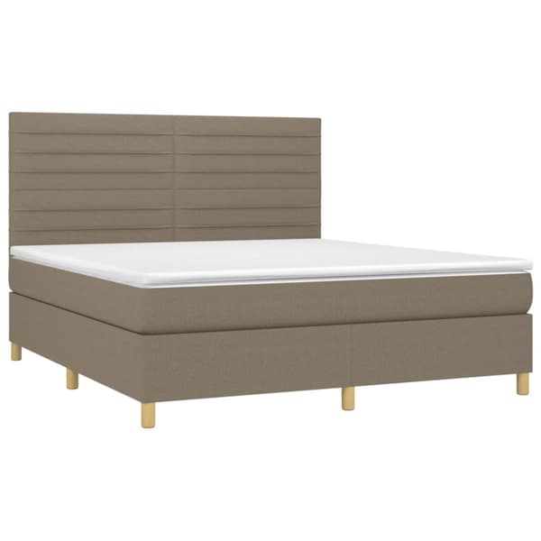 Ramsäng med madrass taupe 160x200 cm tyg