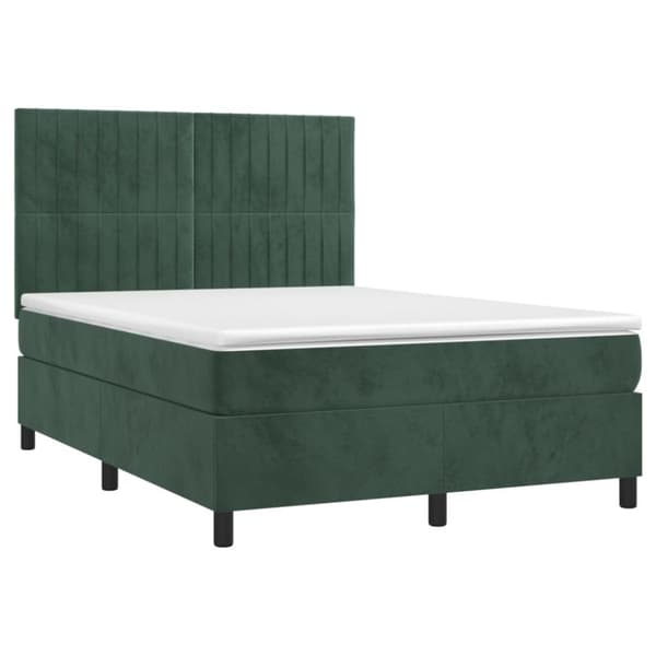 Ramsäng med madrass mörkgrön 140x190 cm sammet