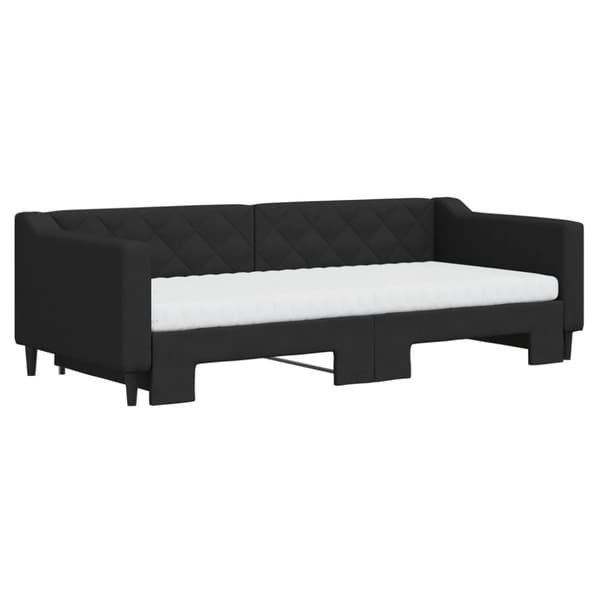 daybed med udtræk og madras 90x200 cm stof sort