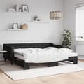 Miniatyrbillede 1 af 10: daybed med udtræk og madras 90x200 cm stof sort