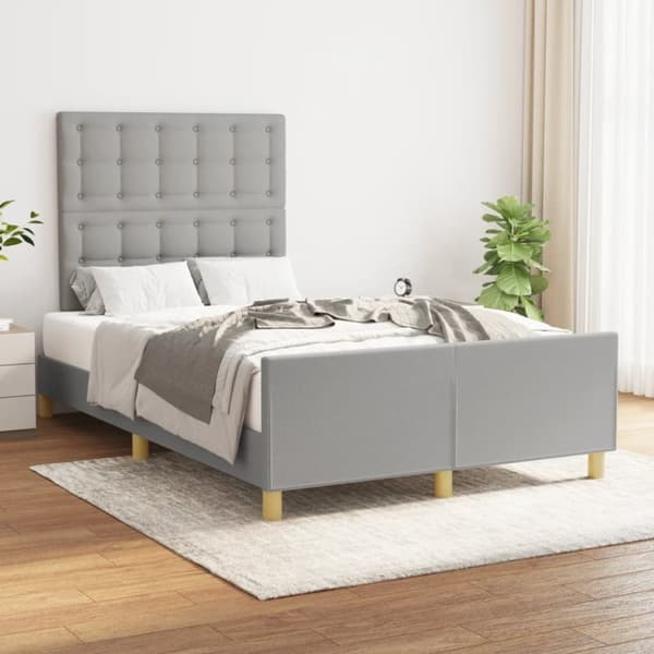 sengeramme med sengegavl 120x190 cm stof lysegrå