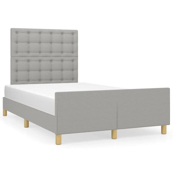 sengeramme med sengegavl 120x190 cm stof lysegrå