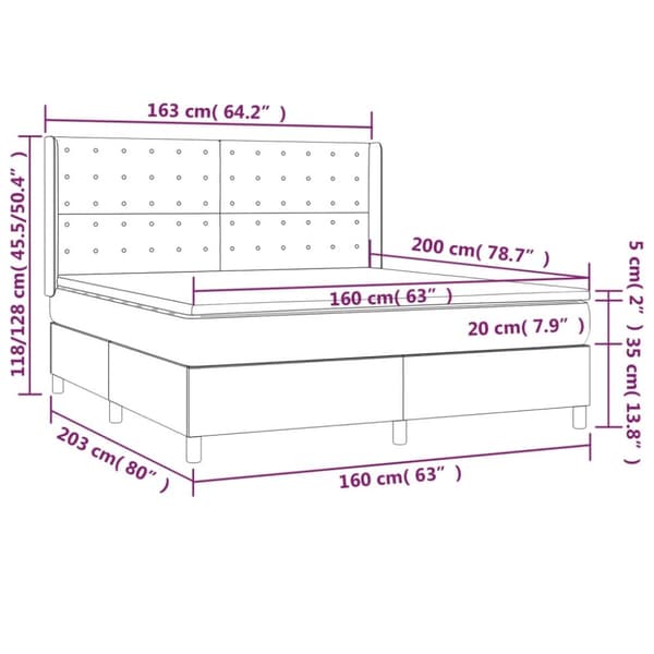 kontinentalseng med madras 160x200 cm stof cremefarvet