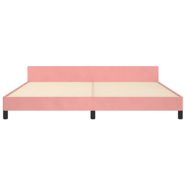 sengeramme med sengegavl 200x200 cm fløjl pink