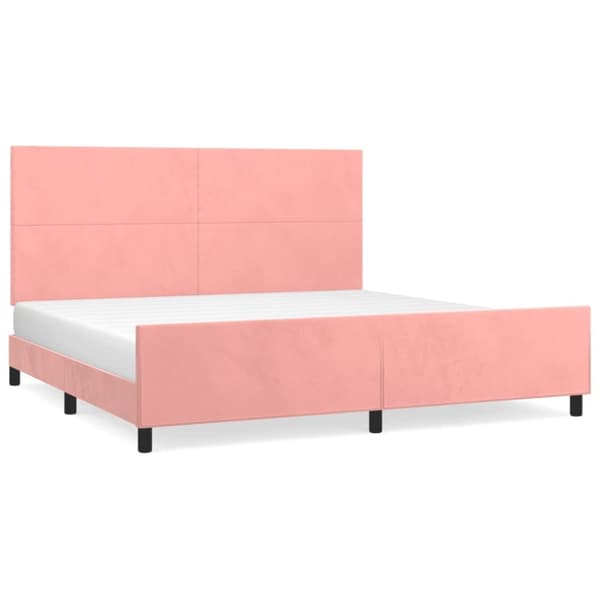 sengeramme med sengegavl 200x200 cm fløjl pink