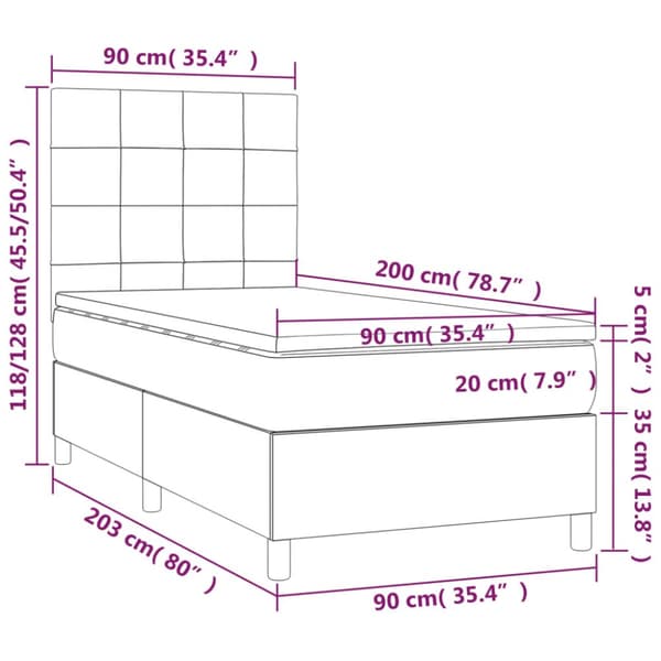 Ramsäng med madrass blå 90x200 cm tyg