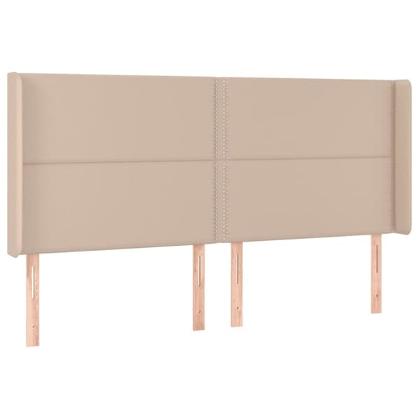 kontinentalseng LED-lys 180x200 cm kunstlæder cappuccinofarvet