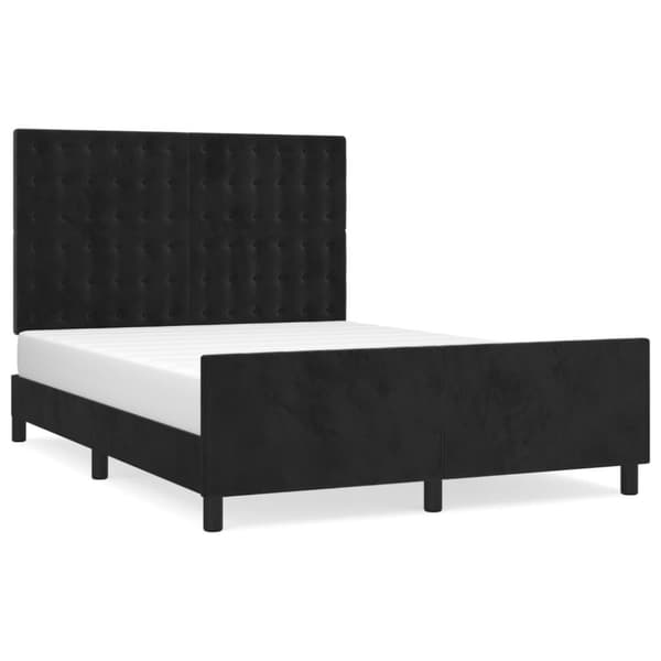 sengeramme med sengegavl 140x190 cm fløjl sort