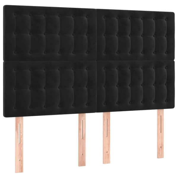sengeramme med sengegavl 140x190 cm fløjl sort