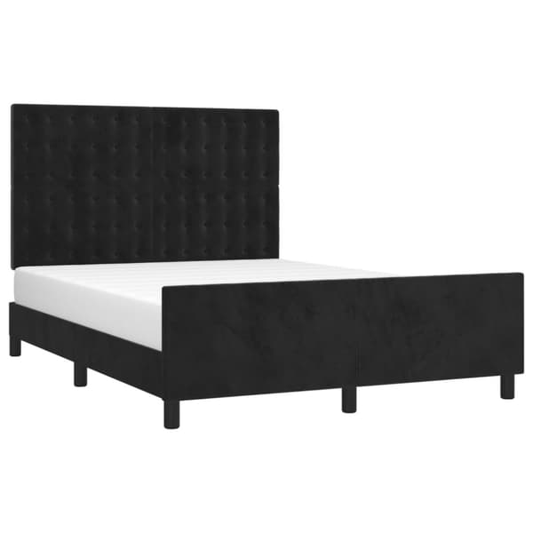 sengeramme med sengegavl 140x190 cm fløjl sort