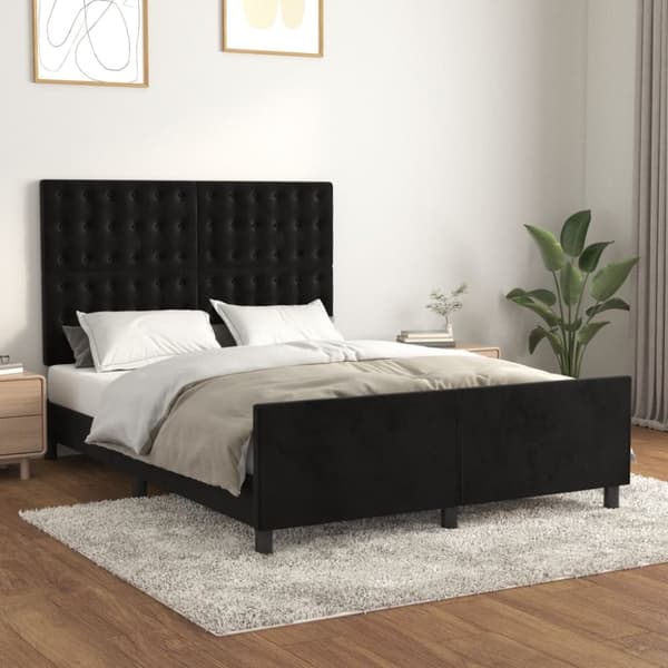 sengeramme med sengegavl 140x190 cm fløjl sort