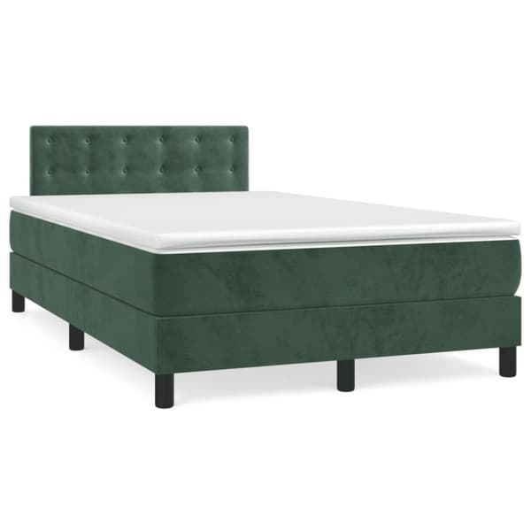 kontinentalseng med madras 120x190 cm velour mørkegrøn