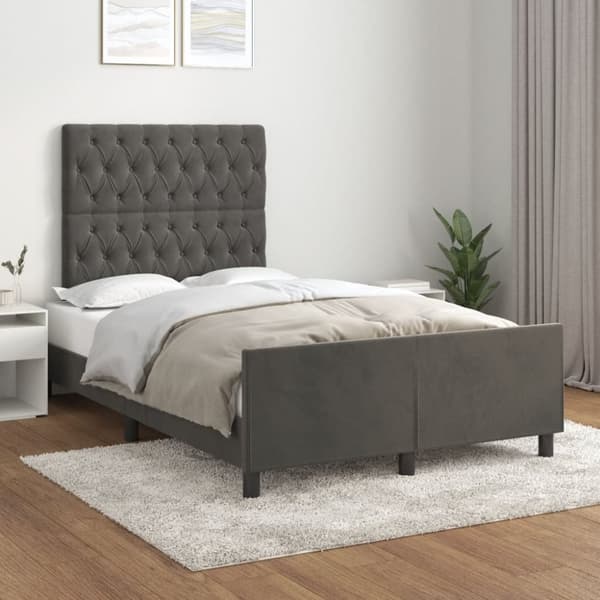 sengeramme med sengegavl 120x190 cm velour mørkegrå