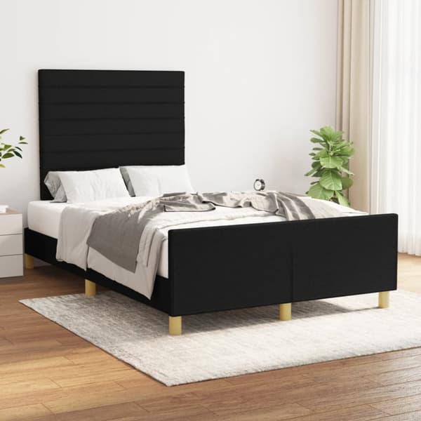 sengeramme med sengegavl 120x190 cm stof sort