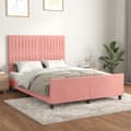 Miniatyrbillede 1 af 10: sengeramme med sengegavl 140x200 cm fløjl pink