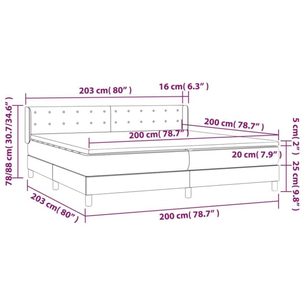 kontinentalseng med madras 200x200 cm stof mørkegrå