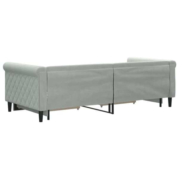 Dagbädd utdragbar med lådor ljusgrå 90x200 cm sammet
