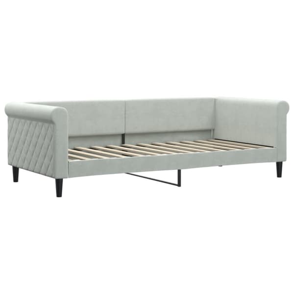 Dagbädd utdragbar med lådor ljusgrå 90x200 cm sammet
